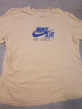 Nike Air Force 1 Logo Tee - Beige with Blue Print